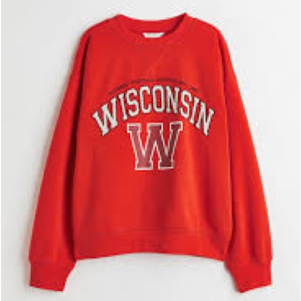 H&M Wisconsin Midwest Football‎ League Graphic Crewneck Sweatshirt Red  Large